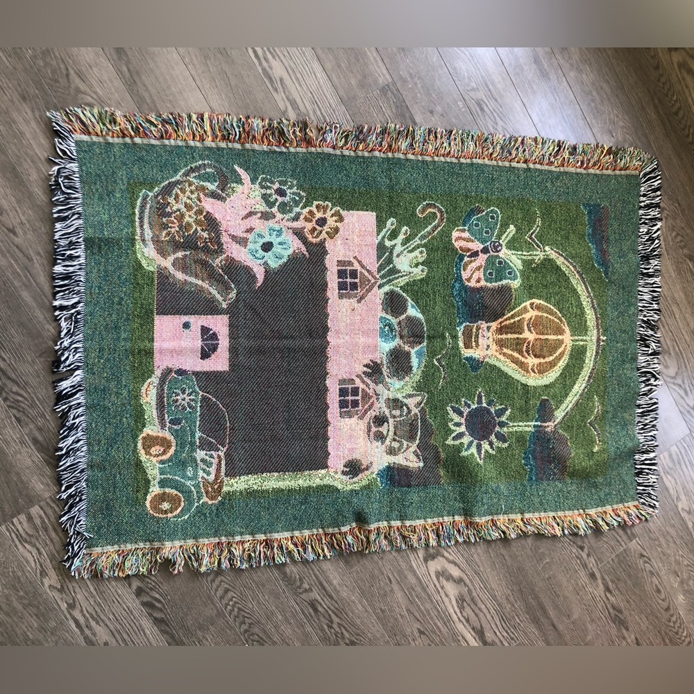 Vintage Woven Fringed Blanket - Picture 4 of 4